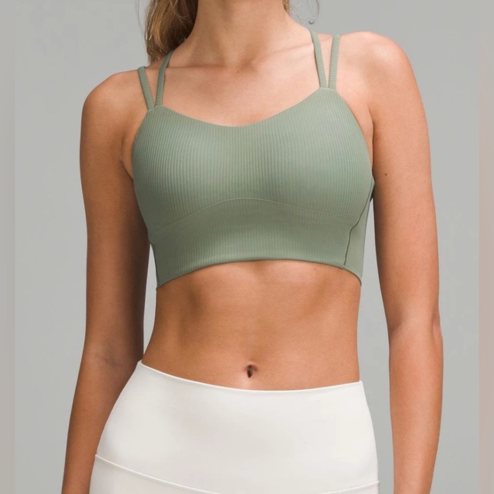 NWT Lululemon Like a Cloud Longline Bra B/C Ribbed in Grey Eucalyptus